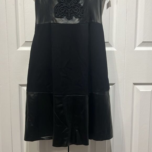 Rachel Roy Black Leather and Fabric Fit & Flare‎ Sleeveless Dress Size 8 NWT - Picture 4 of 15